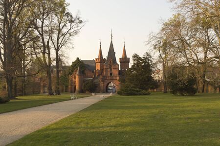 Castle Hradec nad Moravici in sunset  Brick castle in the nice park   Czech Republic  のeditorial素材