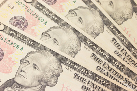 Background with money US ten dollar bills 