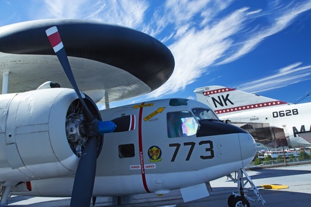 NEW YORK - SEPT 19: Grumman E-1B Tracerat Intrepid Sea, Air & Space Museum since 1982 has become a national icon. More than 915,000 people visit each year. September 19, 2012 in New York City, USA.のeditorial素材