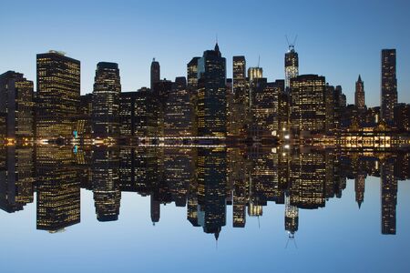 Lower Manhattan Skyline At Sunset  reflection. (New York City, USA)の写真素材