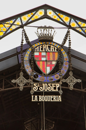 BARCELONA- APR 25  The Mercat de Sant Josep de la Boqueria is a large public market in the Ciutat Vella district of Barcelona  April 25, 2013  in Barcelona, Spainのeditorial素材