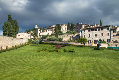 Assisi. View from the Papal Basilica of St. Francis of Assisi (Assisi, Umbria, Italy)の写真素材