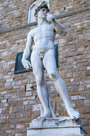 General view of the David statue by Michelangelo in Florence. (Tuscany, Italy)のeditorial素材