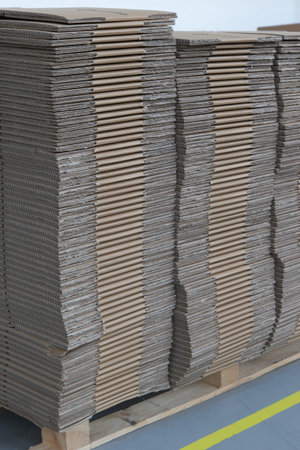 Cardboard boxes are made up in the assembly hall. Vertically. All potential trademarks are removed.
