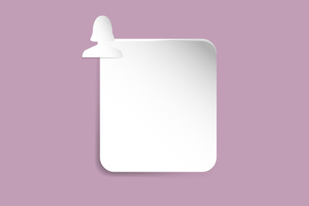 White paper rectangle with shadows on the trendy pink gradient background. Silhouette of a woman is in the upper left corner of the rectangle.のイラスト素材