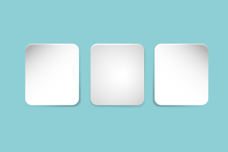 Three white paper rectangles with different shades on the trendy green gradient background.のイラスト素材
