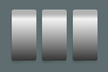 Three stainless steel vertical labels vector with shadows on the trendy green background.のイラスト素材