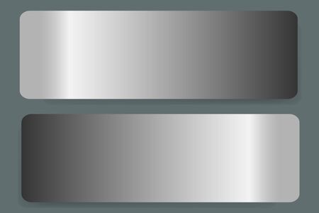 Two stainless steel horizontal labels vector with shadows on the trendy green background.のイラスト素材