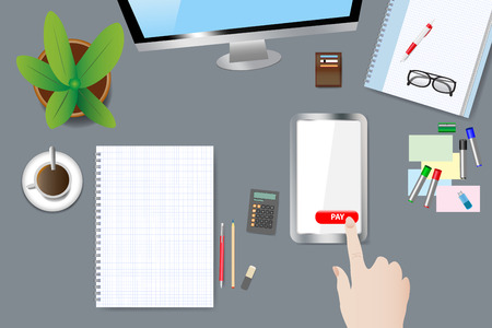Top view of the office table.のイラスト素材