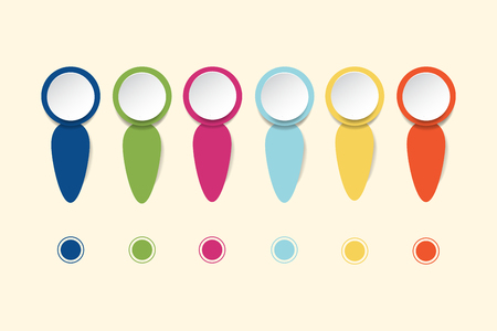 White circle infographs with colorful edges and labels ready for your text.のイラスト素材