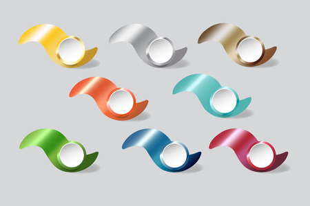 Colorful metal waves with white circles infographs ready for your textのイラスト素材