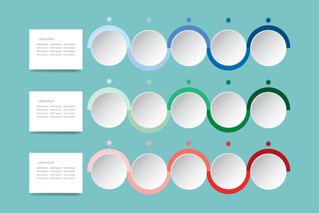 Info-graphic labels with wavy waves in shadows of green, blue and red colors.のイラスト素材