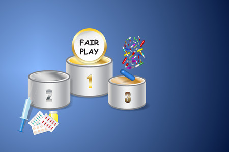 Fair play and no drugs in sport concept vector. You can use free place for your text.のイラスト素材