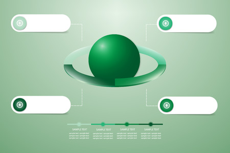 Infographic of green ellipse divided into 4 parts with ball in the centre showing process and steps. White labels are ready for your text.のイラスト素材