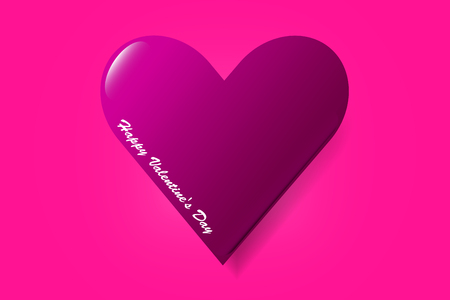 One pink heart with Happy Valentine's Day sign is in the center of the vector. All is on a trendy pink background.のイラスト素材