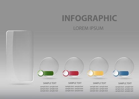 Transparent rectangle and transparent balls with color metal labels enable numbering ready for your use as presentation, template, report etc.の写真素材