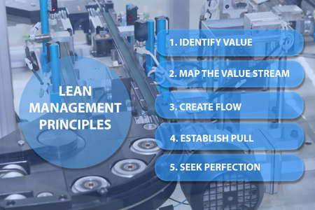 Detailed view of an empty assembly line. Lean management principles presentation is ready for your use.の写真素材