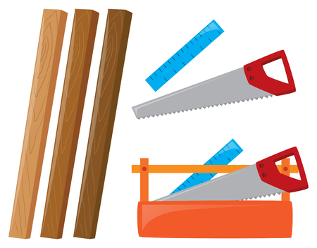 Wooden sticks and tools illustrationのイラスト素材
