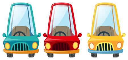 Cars in three differnt colors illustrationのイラスト素材
