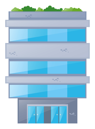 Single building made of bricks illustrationのイラスト素材