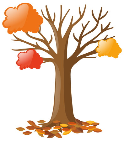 Tree with falling leaves illustrationのイラスト素材
