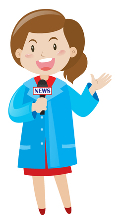 News reporter wearing blue shirt illustrationのイラスト素材