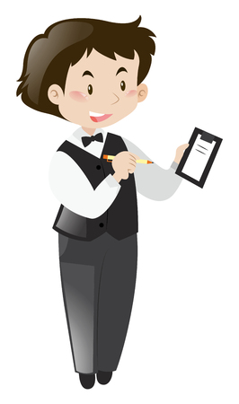 Male waiter taking order illustrationのイラスト素材