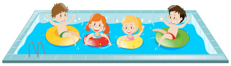 Kids having fun in the pool illustrationのイラスト素材