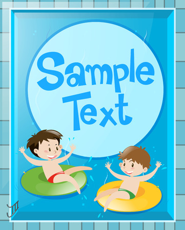 Paper design with kids in pool illustrationのイラスト素材