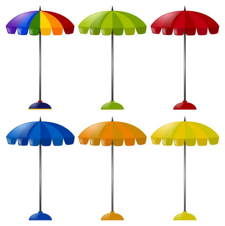 Umbrella in six different colors illustrationのイラスト素材