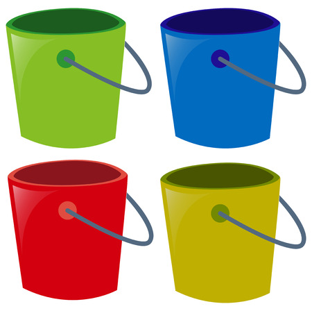 Four buckets in different colors illustrationのイラスト素材
