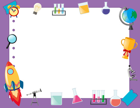 Border template with school equipment illustrationのイラスト素材