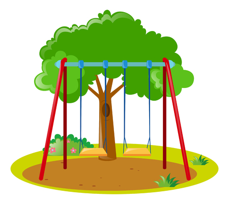 Two swings in the park illustrationのイラスト素材