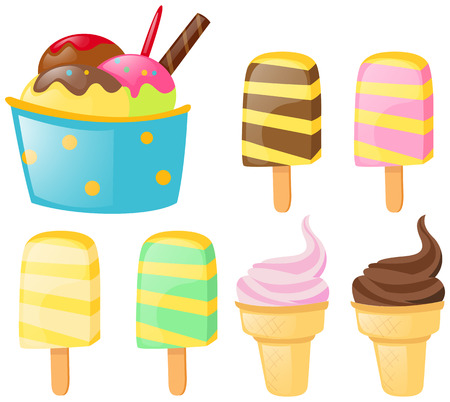 Ice cream and popsicles set illustrationのイラスト素材