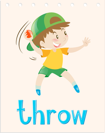 Flashcard with boy throwing ball illustrationのイラスト素材