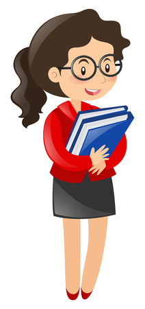 Businesswoman holding two folders illustrationのイラスト素材