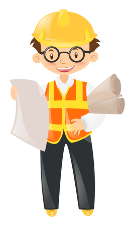 Foreman holding lots of files illustrationのイラスト素材