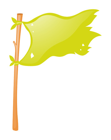Green flag on wooden stick illustrationのイラスト素材