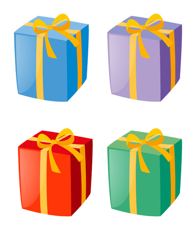 Four boxes of presents illustrationのイラスト素材
