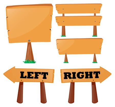 Wooden sign template on wooden poles illustrationのイラスト素材