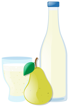 Fresh pear and juice in two containers illustrationのイラスト素材