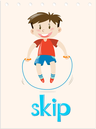 Action verb flashcard with word skip illustrationのイラスト素材