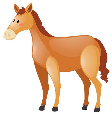 Horse with brown fur illustrationのイラスト素材