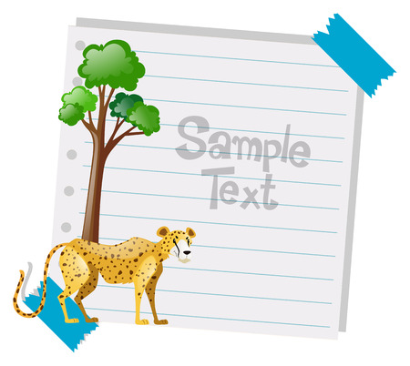 Paper template with cheetah in background illustrationのイラスト素材