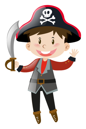 Boy dressed up in pirate costume illustrationのイラスト素材
