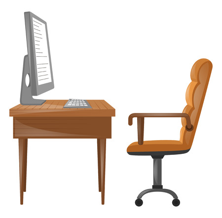 Computer on the table illustrationのイラスト素材