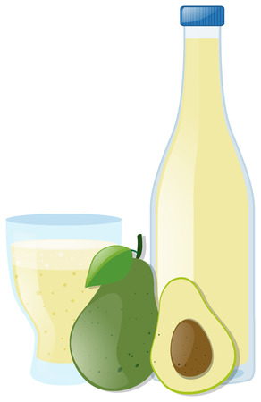 Avocado and juice in glass illustrationのイラスト素材
