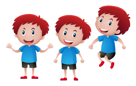 Happy boy in blue shirt illustrationのイラスト素材