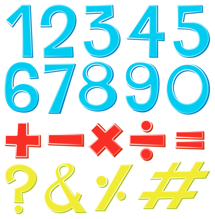 Font design for numbers and signs illustrationのイラスト素材