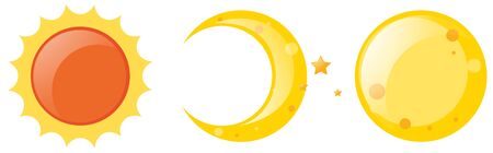 Sun and moon on white background illustrationのイラスト素材